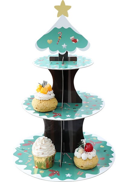 3 Katlı Noel Ağacı Karton Cupcake Kulesi Pasta Standı Tutucu (Yurt Dışından)