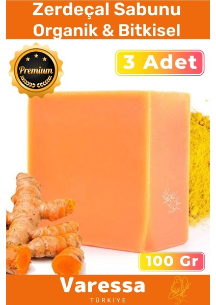 Premium Seri Orijinal Doğal Güzel Kokulu El Yüz Saç Vücut Cilt Zerdeçal Ekstraktı Sabunu 3lü