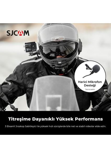 SJ6 Legend WiFi 4K UHD 16MP 166° 2” Dokunmatik Geniş Ekran Sanal Jiroskop Sabitleme 1000mAh Geniş Batarya 240 FPS Ağır Çekim 30 Metre Su Geçirmez Kılıflı Aksiyon Kamerası Gümüş