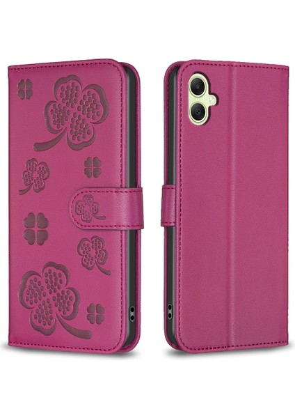 Samsung Galaxy A05 4g Manyetik Kılıf Yonca Pu Deri+Tpu Koruyucu Kapak (Yurt Dışından)