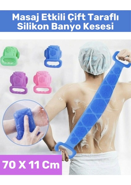 Premium Seri Yüksek Kaliteli Ergonomik Tutma Saplı Masaj Etkili Çift Taraflı Silikon Banyo Kesesi