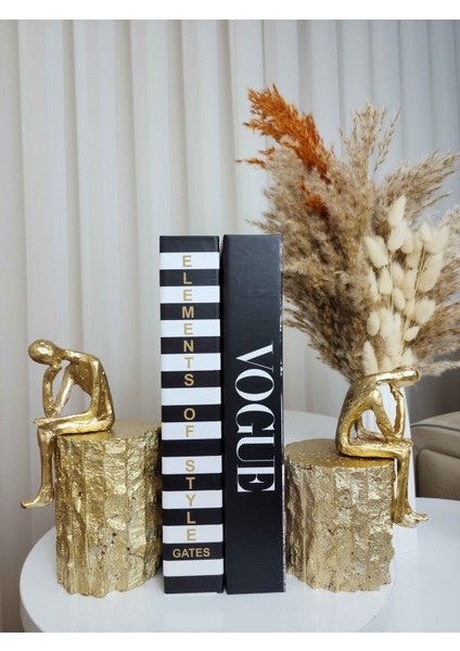 2' Li Gold Kütük Kitap Tutacağı Biblo