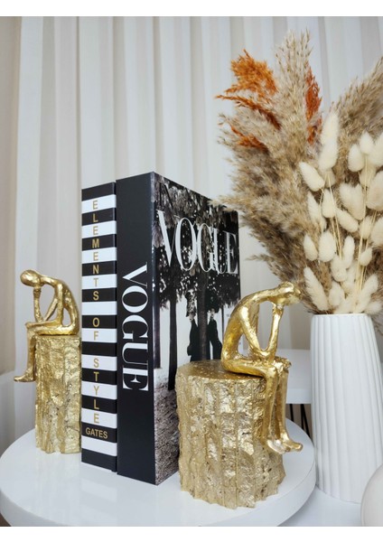 2' Li Gold Kütük Kitap Tutacağı Biblo
