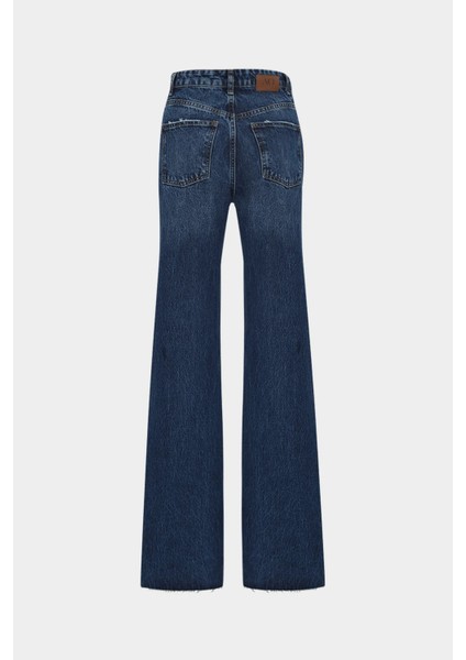 High Waist Wed Leg Kar Yıkama Geniş Paça Dikişsiz Jean fiyatları