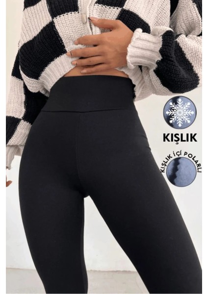 Siyah Yüksek Bel Şardonlu Dalgıç Kumaş Toparlayıcı Sıkılastırıcı Dar Paça 1 Beden Inceltici Tayt