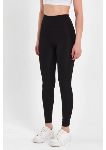 Siyah Yüksek Bel Şardonlu Dalgıç Kumaş Toparlayıcı Sıkılastırıcı Dar Paça 1 Beden Inceltici Tayt indirimleri