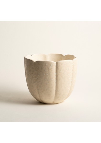 Lızbon Earthenware Vazo 20 x 20 x 17 cm Krem