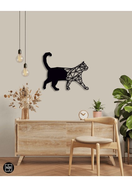 Kedi Motifli Metal Duvar Tablosu