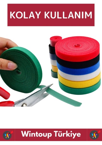 Özel Yüksek Kaliteli Kablo Bahçe Düzenleyici Çok Amaçlı Cırt Cırt Düzenleyici Organizer 5metre 1ADET