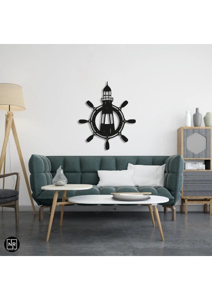 Dümen ve Deniz Feneri Detaylı Metal Tablo