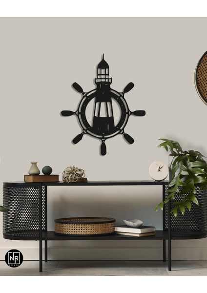 Dümen ve Deniz Feneri Detaylı Metal Tablo