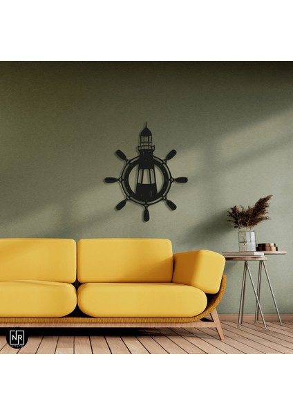 Dümen ve Deniz Feneri Detaylı Metal Tablo