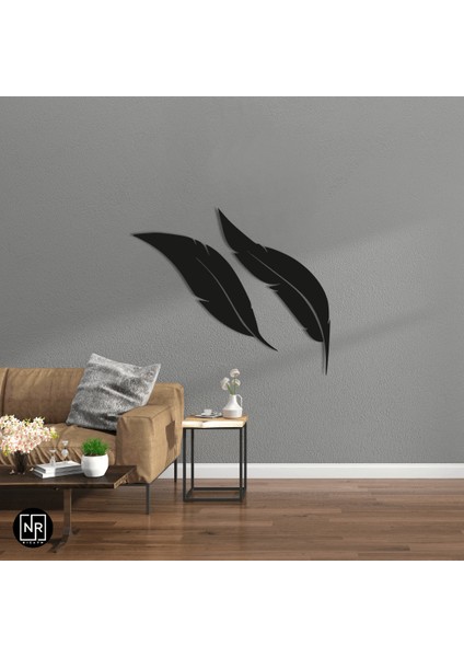 Kuş Tüyü Dekoratif Metal Duvar Tablosu