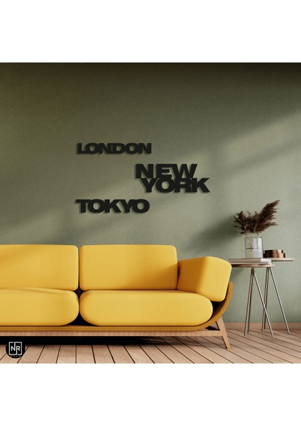 New York ,tokyo , London Dekoratif Metal Tablo