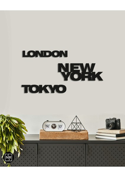 New York ,tokyo , London Dekoratif Metal Tablo