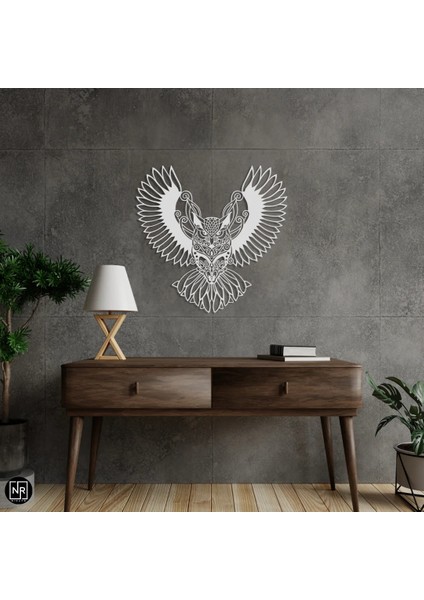 Baykuş Motifli Dekoratif Metal Duvar Tablosu