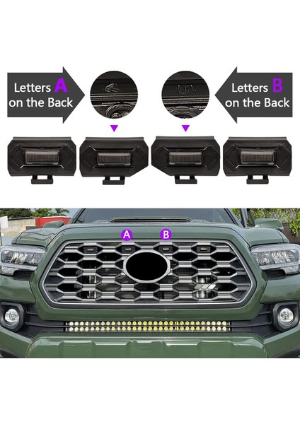 Adet LED Ön Izgara Işıkları Toyota Tacoma Raptor Trd Off Road Sport 2020 2021 Harici Izgara Lambası, Beyaz Işık (Yurt Dışından) indirimleri