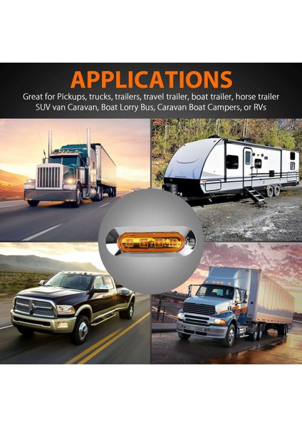10X Amber LED Römork Kamyon Yan Işaret Işıkları 4led Gümrükleme Rv Camper 12V-24V (Yurt Dışından) modelleri