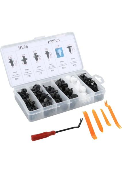 100 Adet Evrensel Plastik Çamurluk Klipleri Oto Araba Itme Tutucu Pin Perçin Trim Klip Paneli Otomatik Bağlantı Elemanı Kiti Çeşitleri + Aracı (Yurt Dışından)