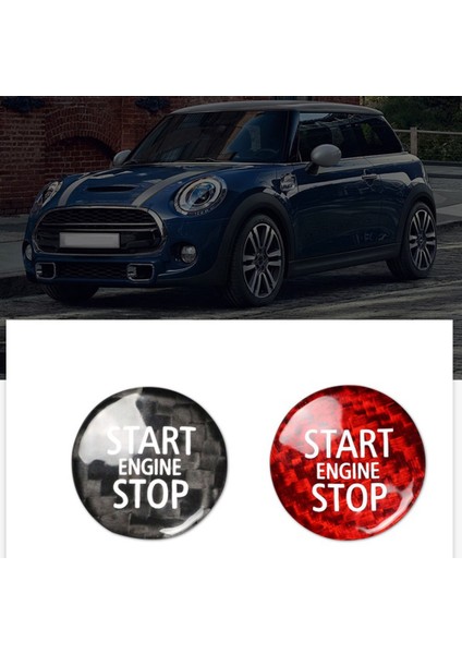 Karbon Fiber Motor Çalıştırma Durdurma Düğmesi Iç Ayar Kapağı Etiket Mini Cooper Için R55 R56 R57 R58 R59 R60 R61(A) (Yurt Dışından)