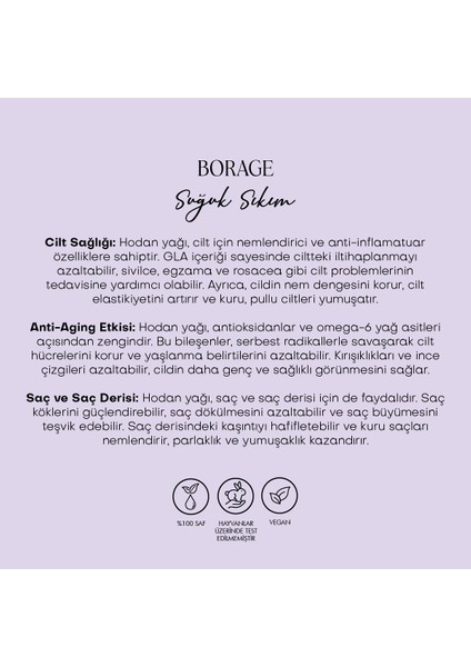 Borage (Hodan) Yağı - Soğuk Sıkım (30 ml)