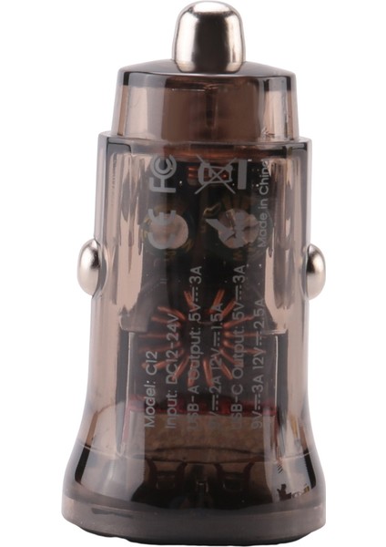 Şeffaf Araç Şarj Cihazı USB Araç Şarj Cihazı Hızlı Şarj Qc4.0 Qc3.0 Qc Scp 3A Pd Type C 30W USB Şarj Cihazı (Şeffaf Siyah) (Yurt Dışından) modelleri