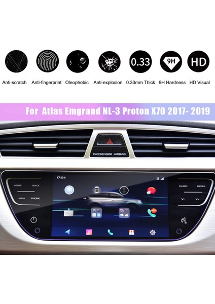 Geely Atlas Boyue Emgrand Nl-3 Proton X70 2017 2018 2019 Gps Navigasyon Dokunmatik Ekran Koruyucu Temperli Cam Filmi (Yurt Dışından)
