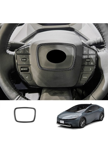 Toyota Prius 60 Serisi 2020-2023 Için Karbon Fiber Siyah Araba Direksiyon Halkası Trim Iç Krom Çerçeve Trim (Yurt Dışından)
