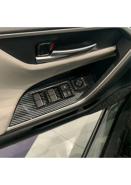 Araba Kapı Kol Dayama Paneli Pencere Anahtarı Kaldırma Düğmeleri Toyota Rav4 2019-2023 Lhd Için Trim Çıkartmaları Kapakları (Yurt Dışından)