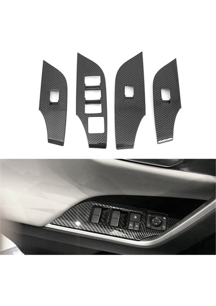 Araba Kapı Kol Dayama Paneli Pencere Anahtarı Kaldırma Düğmeleri Toyota Rav4 2019-2023 Lhd Için Trim Çıkartmaları Kapakları (Yurt Dışından)