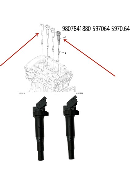 Adet Ateşleme Bobini Peugeot 207 208 308 Citroen C3 C4 Vtı 1.4 1.6 Thp 9807841880 597064 5970.64 (Yurt Dışından)