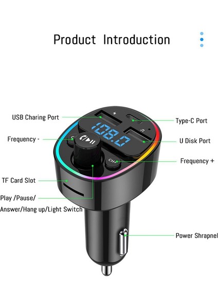 Araba Bluetooth 5.0 Fm Verici Mp3 Çalar Pd Tip-C Çift USB Şarj Adaptörü Handsfree U Disk Tf Kart Kayıpsız Müzik (Yurt Dışından) modelleri