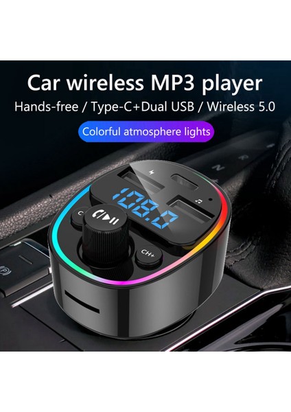 Araba Bluetooth 5.0 Fm Verici Mp3 Çalar Pd Tip-C Çift USB Şarj Adaptörü Handsfree U Disk Tf Kart Kayıpsız Müzik (Yurt Dışından) fırsatları