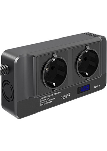 200W Araç Invertörü, Akıllı Zaman Göstergeli LCD ile 12V Ila 220V Gerilim Dönüştürücü, 2 Soket ve 4 USB Araç Şarj Cihazı (Ab Fişi) (Yurt Dışından)