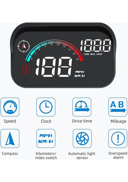 M22 Araba Elektronik Köpek Hud Head-Up Display Obd Hız Göstergesi Pusula Evrensel (Yurt Dışından)