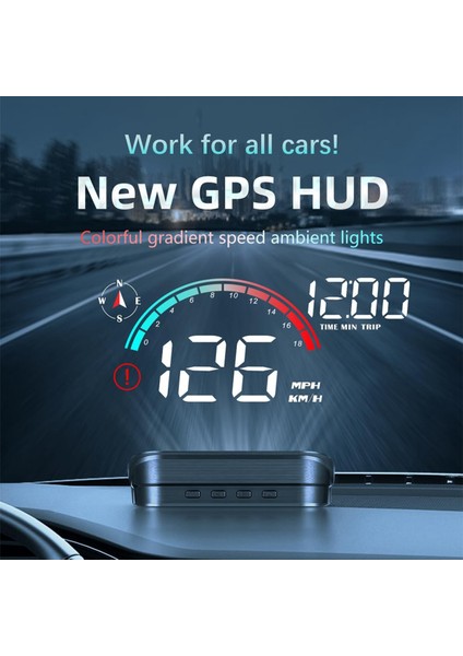 M22 Araba Elektronik Köpek Hud Head-Up Display Obd Hız Göstergesi Pusula Evrensel (Yurt Dışından)