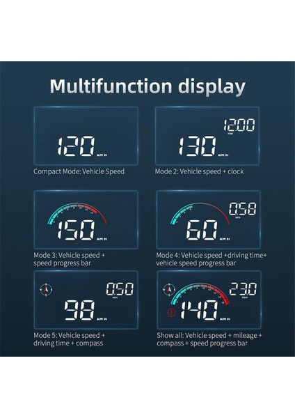 M22 Araba Elektronik Köpek Hud Head-Up Display Obd Hız Göstergesi Pusula Evrensel (Yurt Dışından)