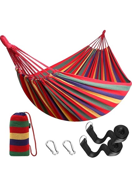 Ağaç Kayışları ve Seyahat Çantası ile 270X150CM Bahçe Pamuklu Hamak (Yurt Dışından)