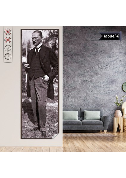 Statik Tutunma Özellikli Tablo - Poster Atatürk (Model- 8) 70 cm x 200 cm 10