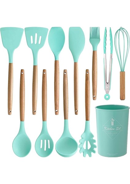 Koyu Yeşil 2 Parçalı Yapışmaz Silikon Mutfak Gereçleri Seti Tencere Seti (Yurt Dışından)