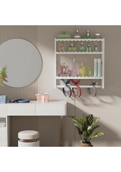Beyaz Ayarlanabilir Bambu Havlu Askısı Mutfak Oturma Odası Banyo Rafları Şampuan Yüzen Raf Duvar Duş Tutucu (Yurt Dışından)