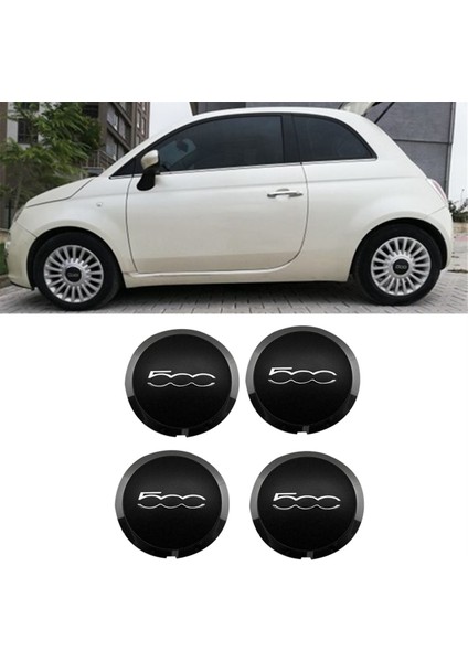 Fiat 500 Tekerlekler Için 4 Adet 133MM Jant Kapağı Merkezi Hub Caps 68078419AC 68078421AC Toz Kapağı 51884863 Siyah (Yurt Dışından)