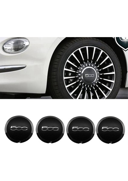 Fiat 500 Tekerlekler Için 4 Adet 133MM Jant Kapağı Merkezi Hub Caps 68078419AC 68078421AC Toz Kapağı 51884863 Siyah (Yurt Dışından)