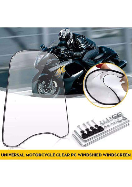 2mm Kalın Evrensel Motosiklet Ön Cam Ön Cam Temizle Deflektör Rüzgar Kalkanı Temizle (Yurt Dışından)