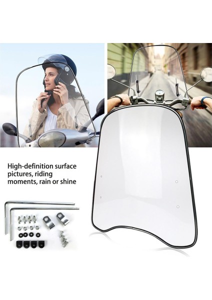 2mm Kalın Evrensel Motosiklet Ön Cam Ön Cam Temizle Deflektör Rüzgar Kalkanı Temizle (Yurt Dışından)