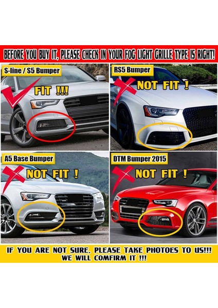 Sağ Araba Ön Tampon Örgü Sis Aydınlatma Koruması Petek Izgara Izgara Kapağı Audi S5 A5 S-Lines 2013-2016 8T0807682M (Yurt Dışından)