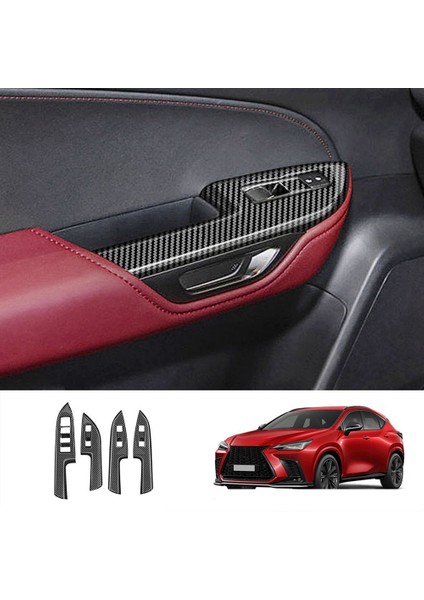 Karbon Fiber Araba Kapı Kol Dayama Pencere Camı Kaldırma Düğmesi Çerçeve Kapı Kase Kapağı Trim Lexus NX260 NX350H 2022+ Rhd (Yurt Dışından)