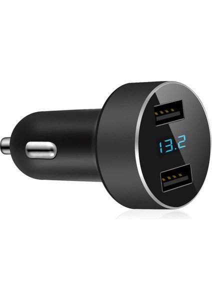 Çift USB Araç Şarj Cihazı, 4.8A Çıkışlı Araç Adaptörü, Iphone, Ipad, Samsung, Lg, Vb Için Çakmak Gerilim Ölçer, Siyah (Yurt Dışından)