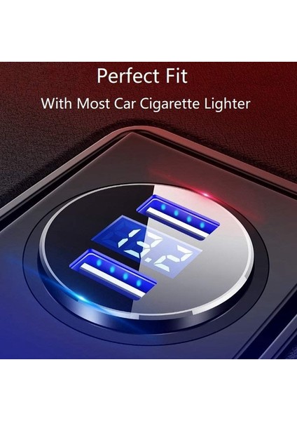 Çift USB Araç Şarj Cihazı, 4.8A Çıkışlı Araç Adaptörü, Iphone, Ipad, Samsung, Lg, Vb Için Çakmak Gerilim Ölçer, Siyah (Yurt Dışından)