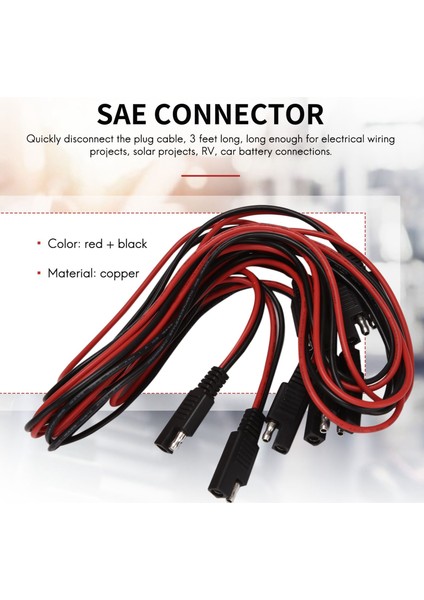4 Pcs Sae - Sae Uzatma Kablosu Hızlı Ayırma Kablo Demeti Sae Konnektörü 3 Feet, 18 Ölçer (4 Pcs 3ft) (Yurt Dışından) indirimleri